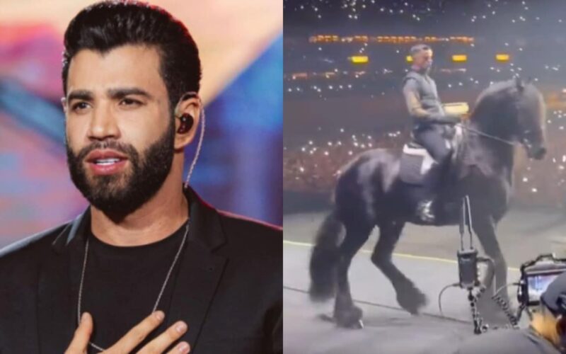 Gusttavo Lima polemiza ao colocar cavalo em palco e público reage