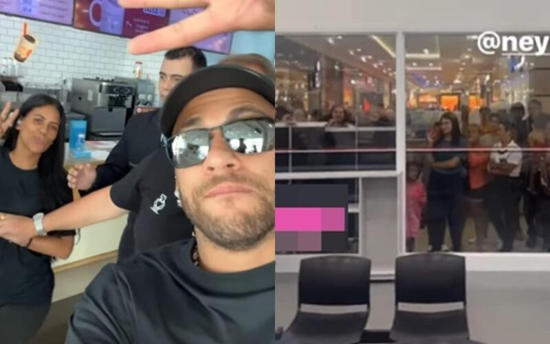 Neymar Jr. causa frenesi ao aparecer de surpresa em shopping de São Paulo