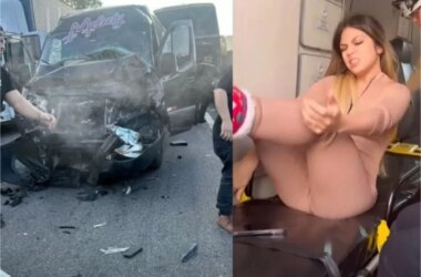 Vídeo: MC Melody sofre acidente e carro fica totalmente destruído; engavetamento envolveu sete veículos